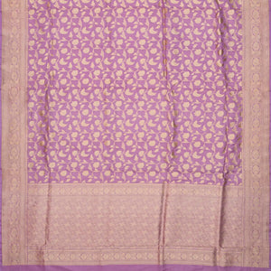 Lavender Handloom Banarasi Silk Saree With Floral Vine Motifs