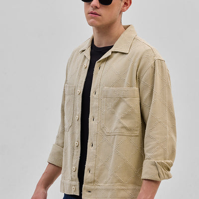 Beige Geometric Overshirt