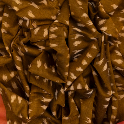 Olive Green Handloom Orissa Cotton Saree With Tie & Dye Motifs