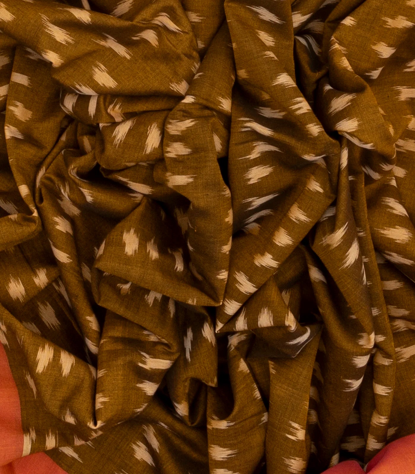 Olive Green Handloom Orissa Cotton Saree With Tie & Dye Motifs