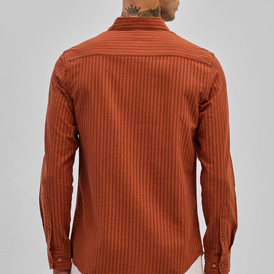 Rust Stripes Slim Fit Shirt