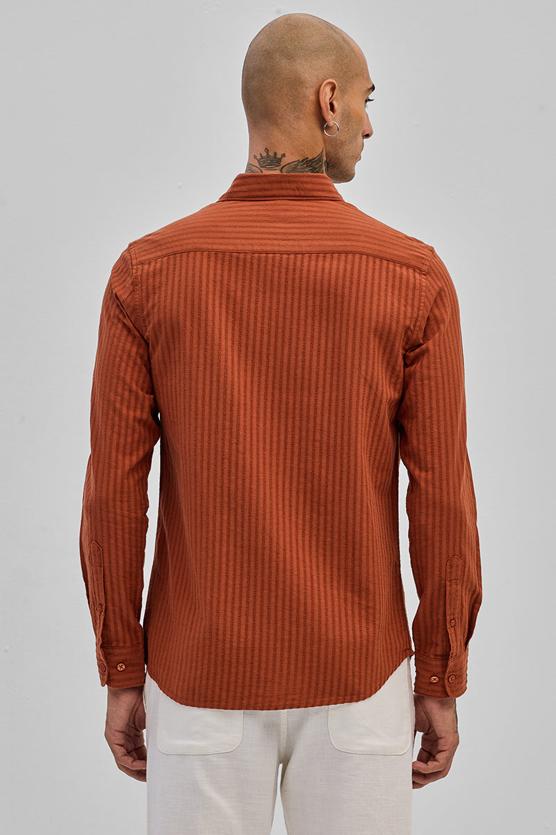 Rust Stripes Slim Fit Shirt