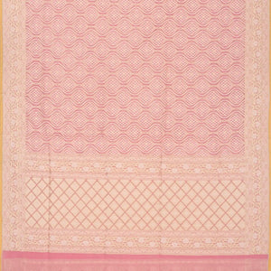 Pink Handwoven Banarasi Silk Cotton Saree With Floral Motifs