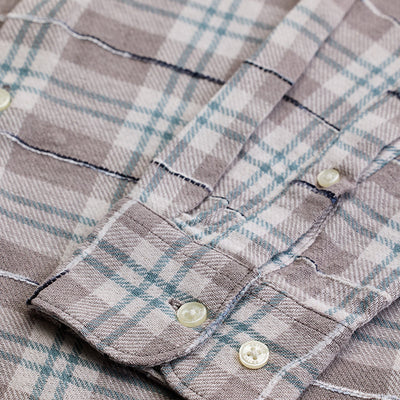 Light Brown Slub Textured Checks Shirt