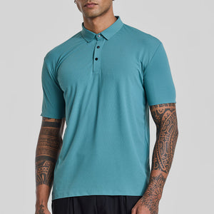 Turquoise Textured Polo T-Shirt