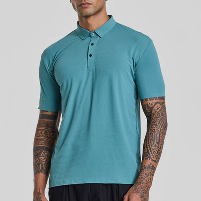 Turquoise Textured Polo T-Shirt