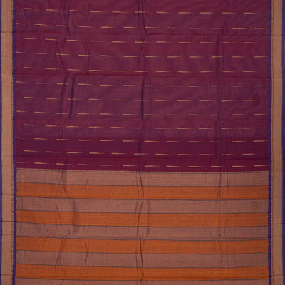 Magenta Handloom Kanchi Cotton Saree With Raindrop Buttas