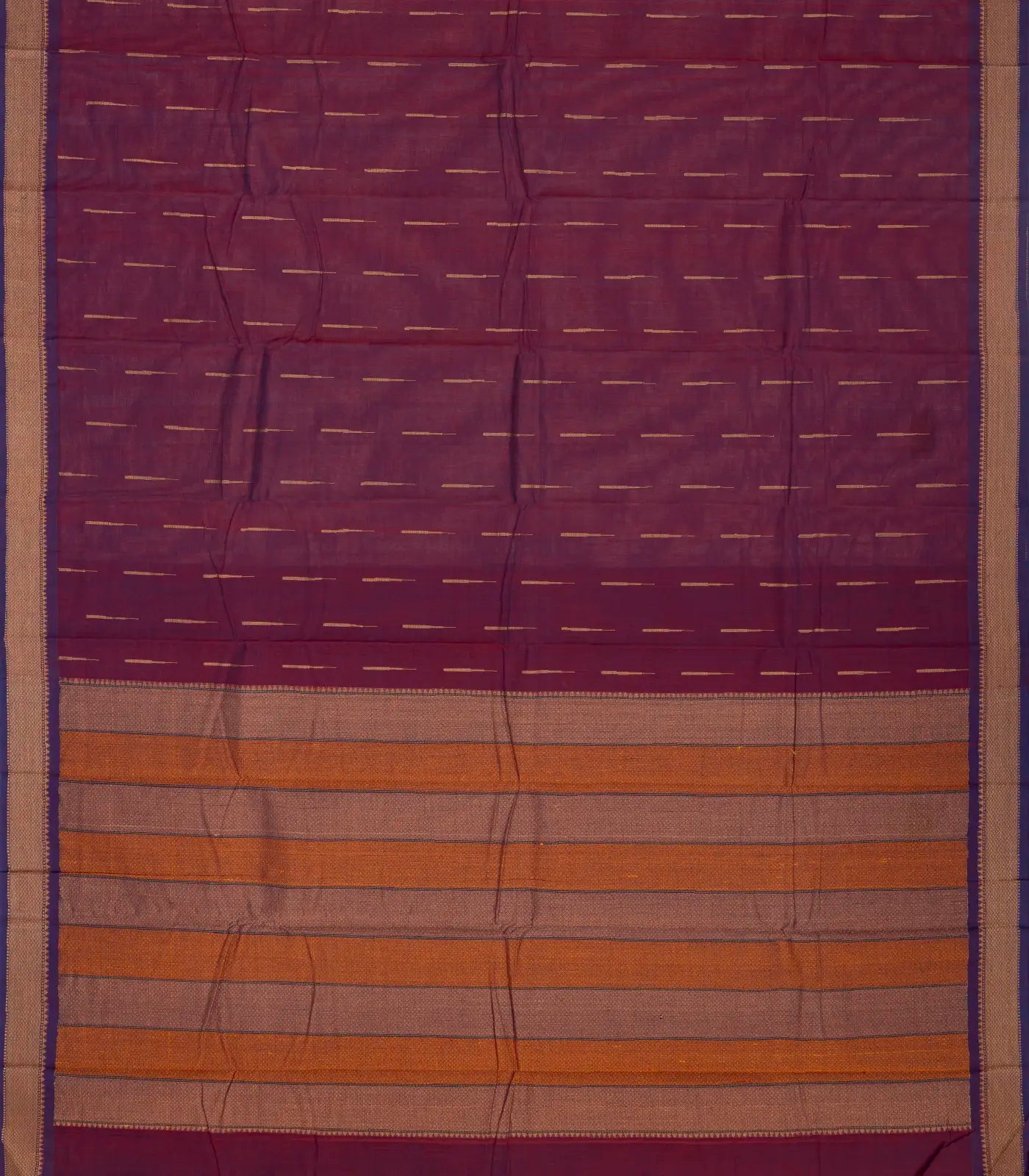 Magenta Handloom Kanchi Cotton Saree With Raindrop Buttas