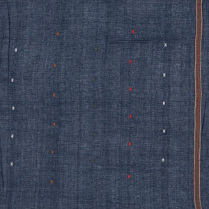 Midnight Blue Handloom Bhujodi Cotton Saree With Bhujodi/Kutch style Buttis