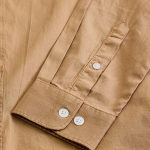 Light Brown Slim Fit Mandarin Shirt