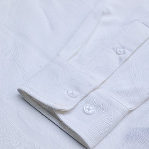 White Slim Fit Self-Design Shirt