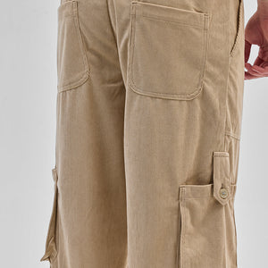 Beige Baggy Fit Cargo Pants
