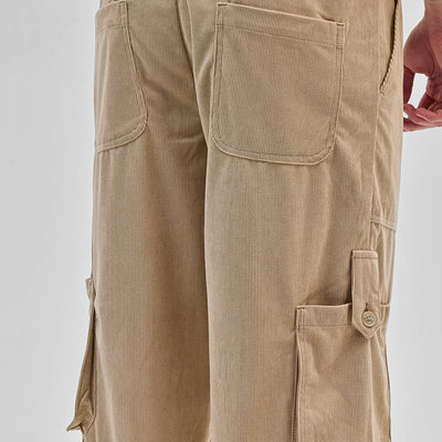 Beige Baggy Fit Cargo Pants