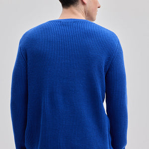 Dark Blue Fisherman Knit Sweater
