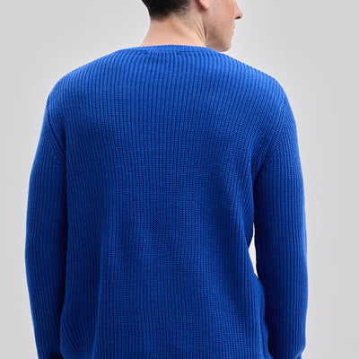 Dark Blue Fisherman Knit Sweater