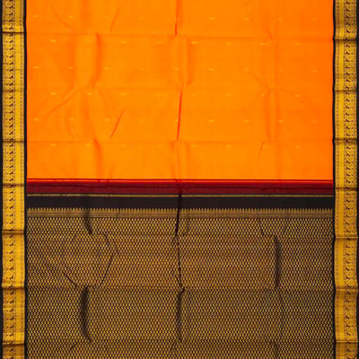 Mango Yellow Handloom Kanchipuram Korvai Silk Saree With Floral Buttas