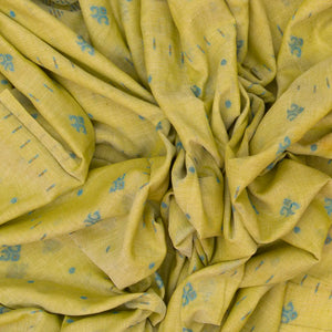Olive Green Bengal Cotton Saree With Floral Motifs