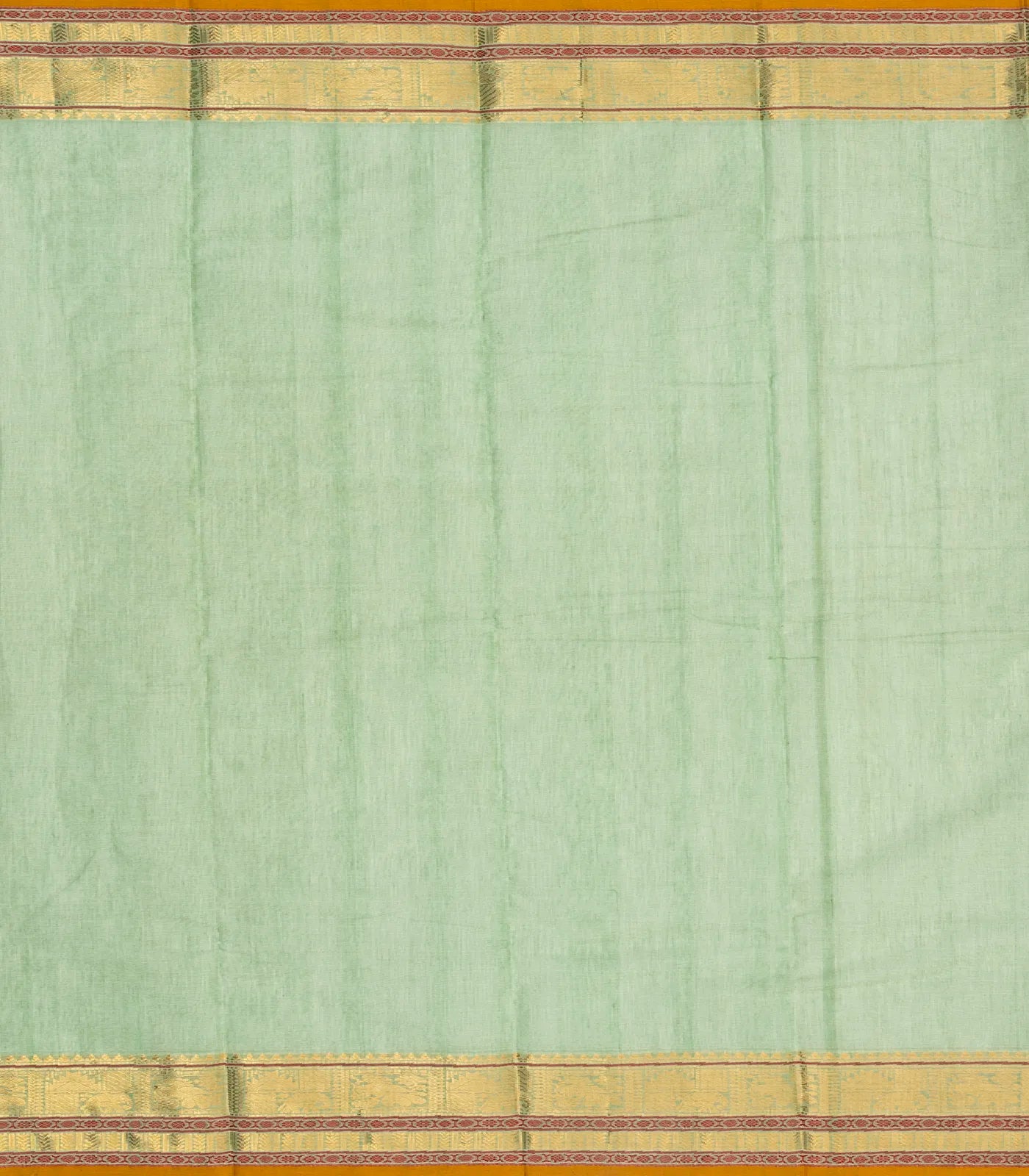 Shadow Green Handloom Kanchi Cotton Saree With Checks & Diamond Motifs