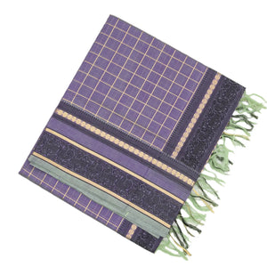 Lavender Handloom Silk Cotton Saree With Zari Checks