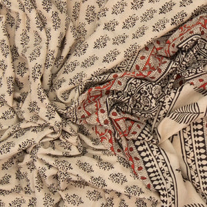 Taupe Woven Jaipur Cotton Saree Printed With Floral Motifs