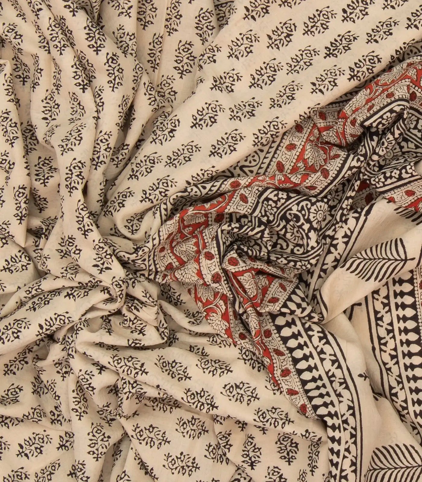 Taupe Woven Jaipur Cotton Saree Printed With Floral Motifs