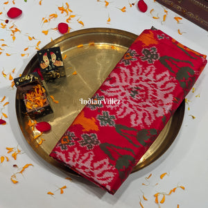 Multicolored Floral Design Silk Handloom Pochampally Ikat Saree