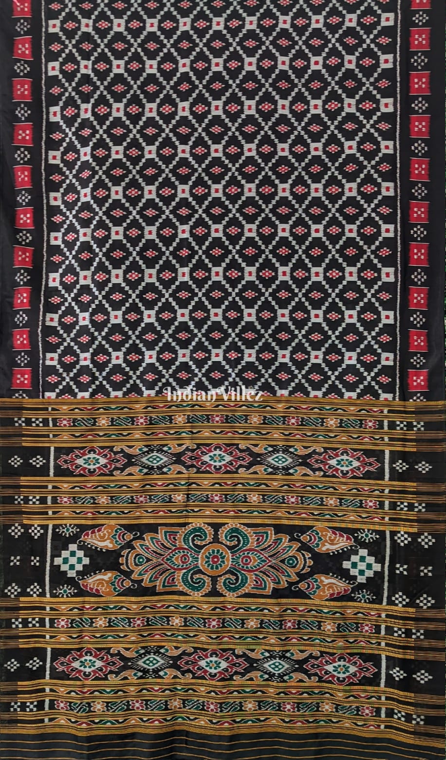 Black Red Pasapali Border Designer Contemporary Silk Saree