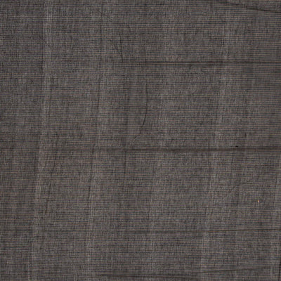 Black Handloom Bengal Cotton Saree With Stripes & Buttas