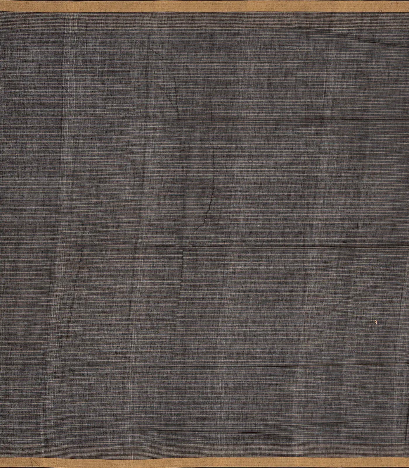 Black Handloom Bengal Cotton Saree With Stripes & Buttas