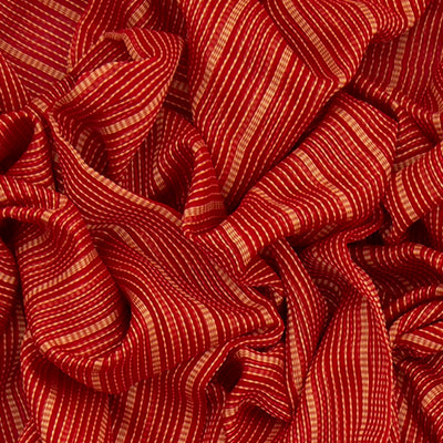 Orange Tussar Silk Saree With Stripes  -Orange