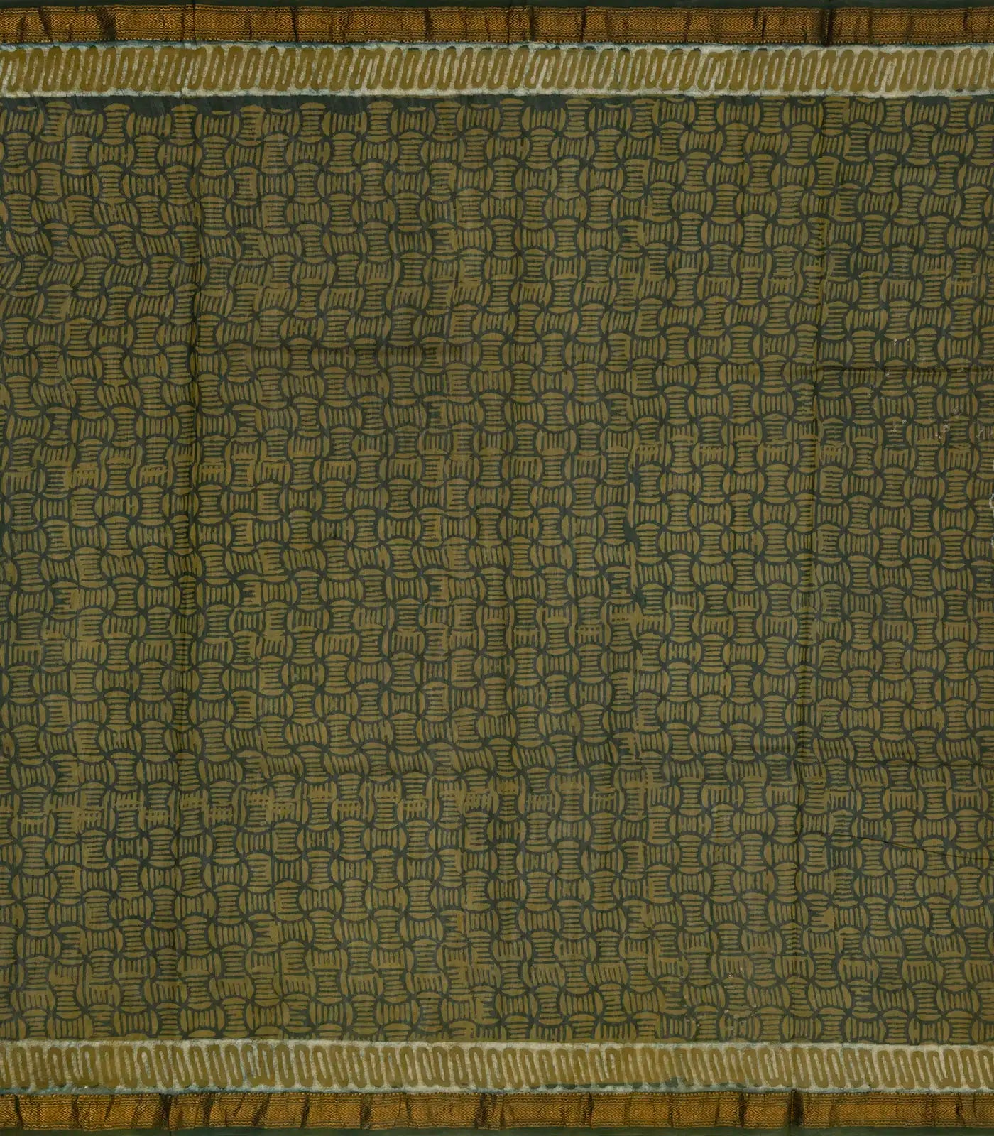 Sea Green Handloom Chanderi Cotton Saree With Printed Floral Motifs