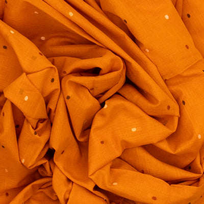 Orange Handloom Bengal Cotton Saree With Coin Motifs