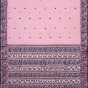Baby Pink Bengal Cotton Saree With Kamalam Motifs