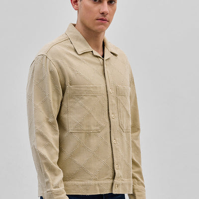 Beige Geometric Overshirt