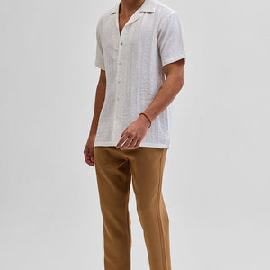 Cream Box Fit Linen Blend Shirt
