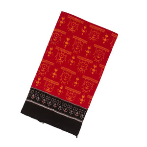 Red Handloom Orissa Cotton Saree With Tie & Dye Flower Motifs