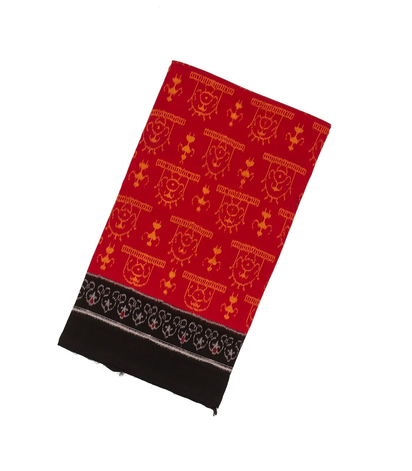 Red Handloom Orissa Cotton Saree With Tie & Dye Flower Motifs