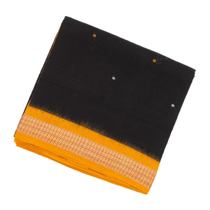 Black Orissa Cotton Saree With Tie & Dye And Floral Butta