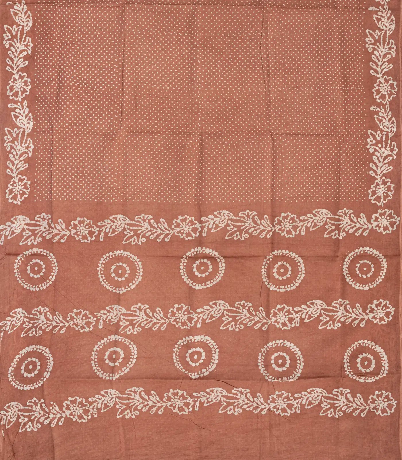 Beige Sungudi Cotton Saree With Tie & Dye Floral Motifs