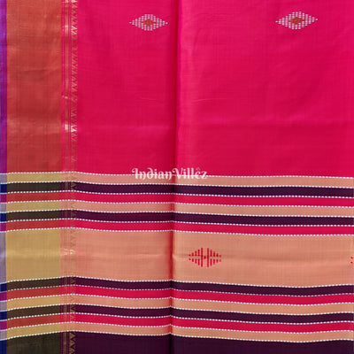 Red with Wine Handwoven Soft Silk Saree