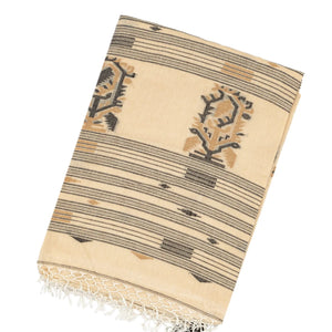 Cream Handloom Bengal Cotton Saree With Diamond Buttas