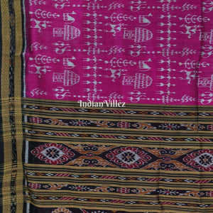 Magenta Purple Tribal Theme Khandua Silk Saree
