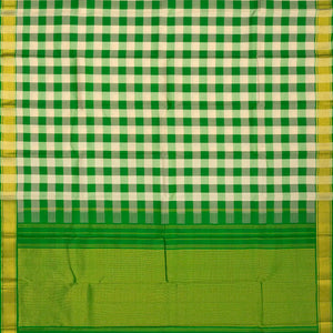 Green Handloom Kanchipuram Silk Saree With Checks