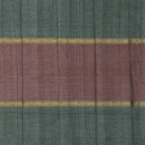 Maroon Handloom Kanchi Cotton Muppagam Saree With Checks & Button Motifs.
