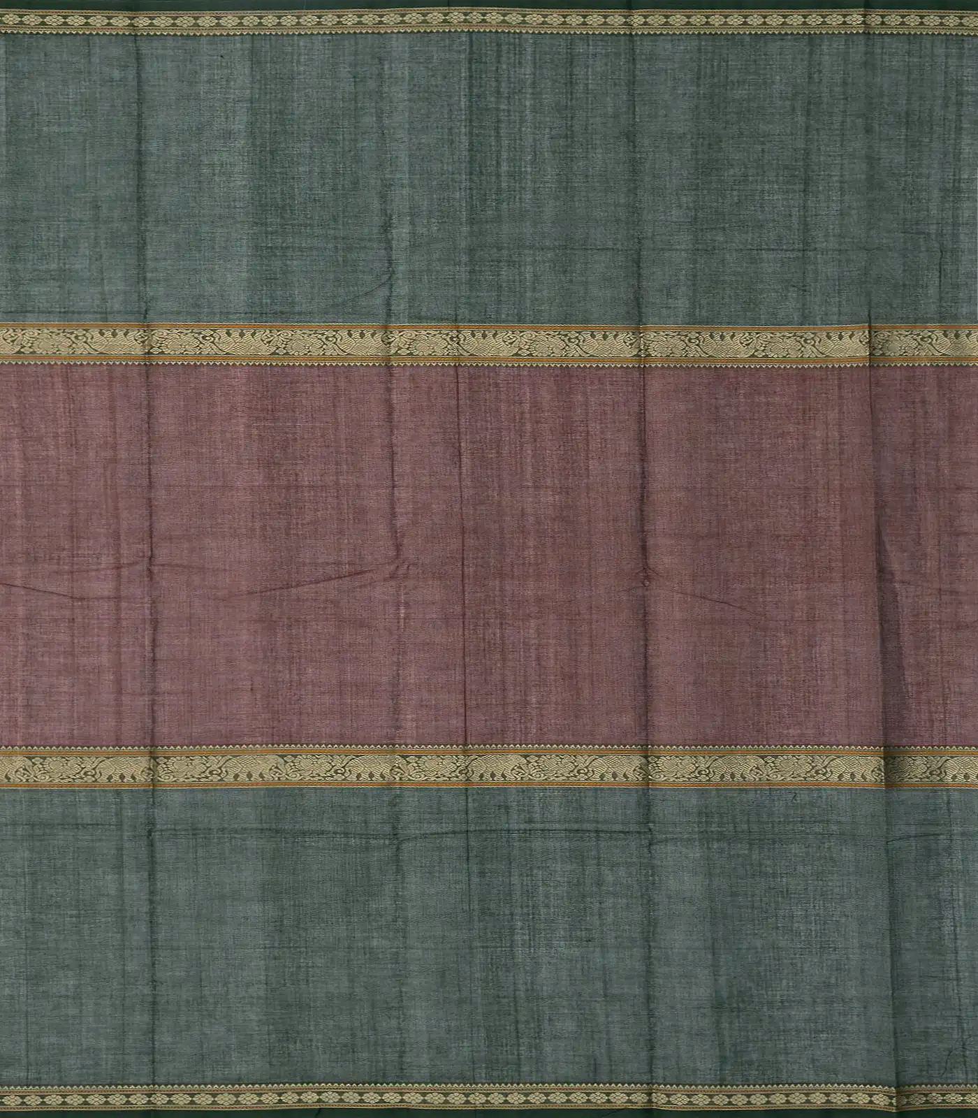 Maroon Handloom Kanchi Cotton Muppagam Saree With Checks & Button Motifs.