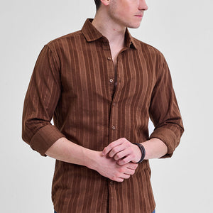 Brown Corduroy Slim Fit Shirt