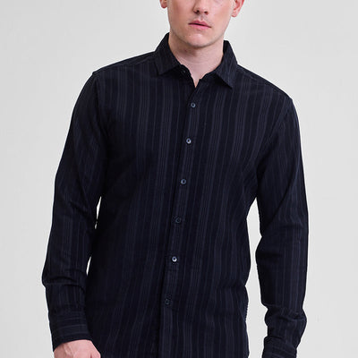 Black Corduroy Slim Fit Shirt