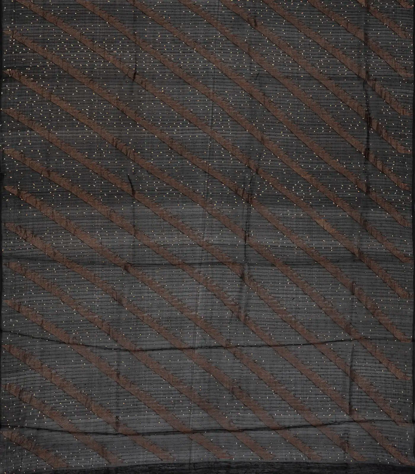 Sandal Handloom Tussar Silk Saree Printed With Floral Motifs