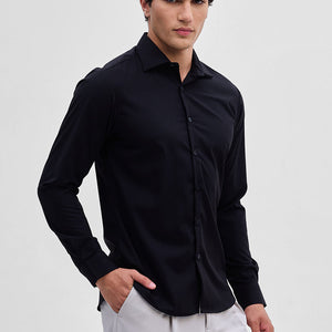 Black Slim Fit Stretch Shirt