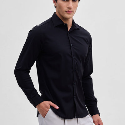 Black Slim Fit Stretch Shirt